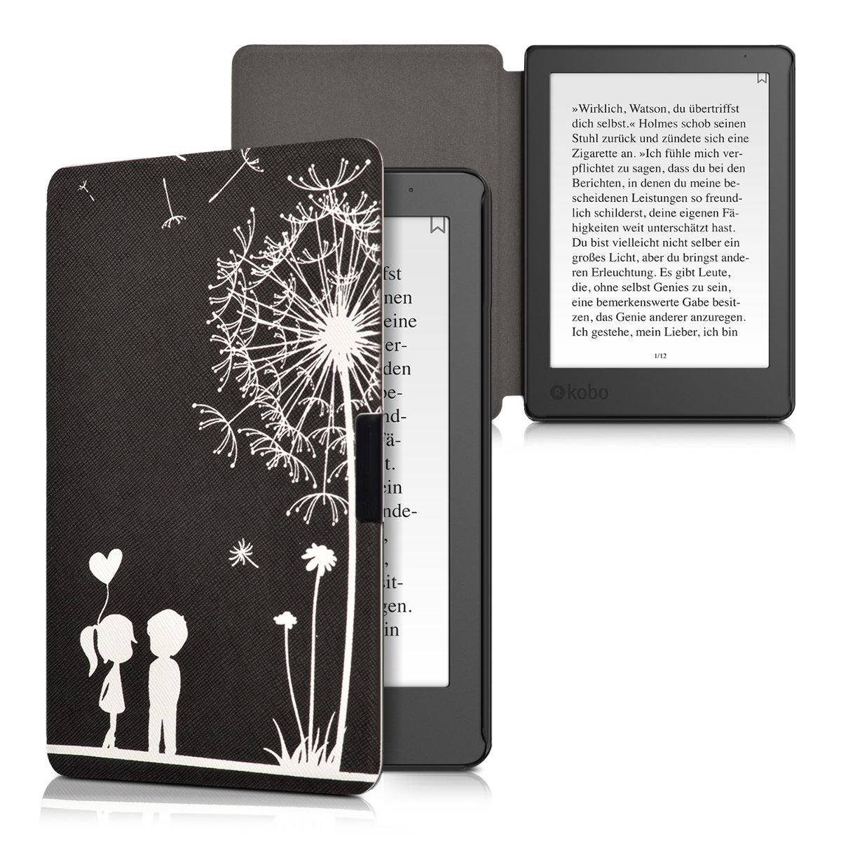 kwmobile Schutzhülle für Kobo Aura Edition 2 Hülle - eReader Flip Case mit Auto Sleep Funktion