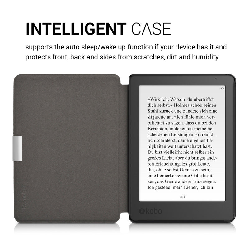 kwmobile Schutzhülle für Kobo Aura Edition 2 Hülle - eReader Flip Case mit Auto Sleep Funktion