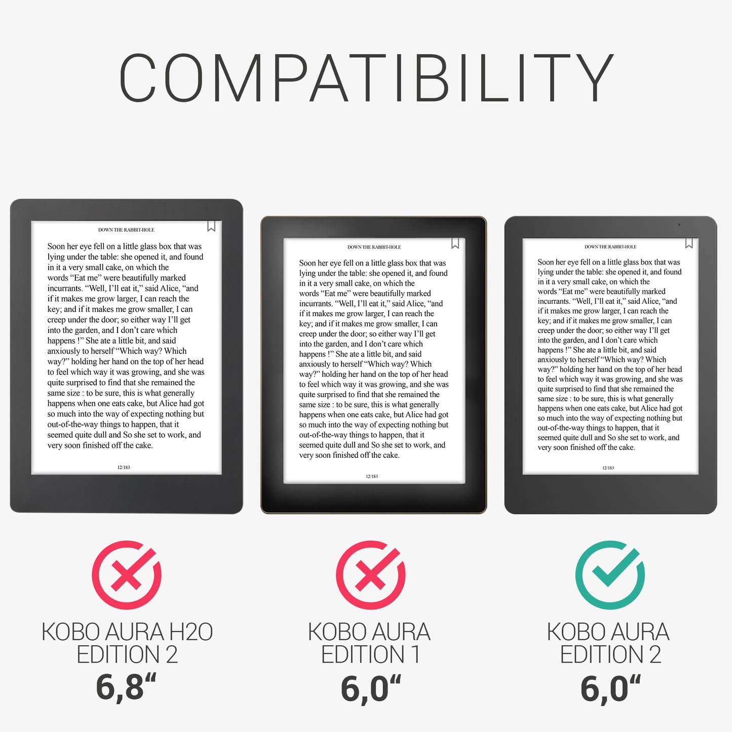 kwmobile Schutzhülle für Kobo Aura Edition 2 Hülle - eReader Flip Case mit Auto Sleep Funktion