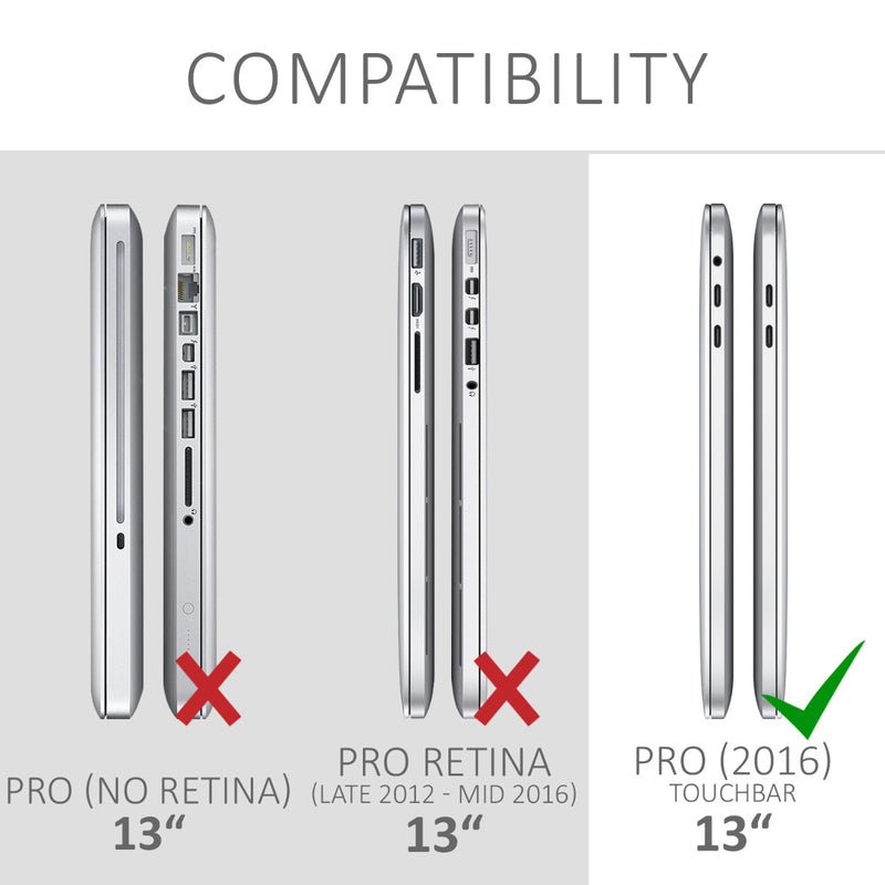Displayschutzfolie kompatibel mit Apple MacBook Pro 13" (ab 2016) A1708, A1706, A1989, A2159, A2251, A2289, A2338