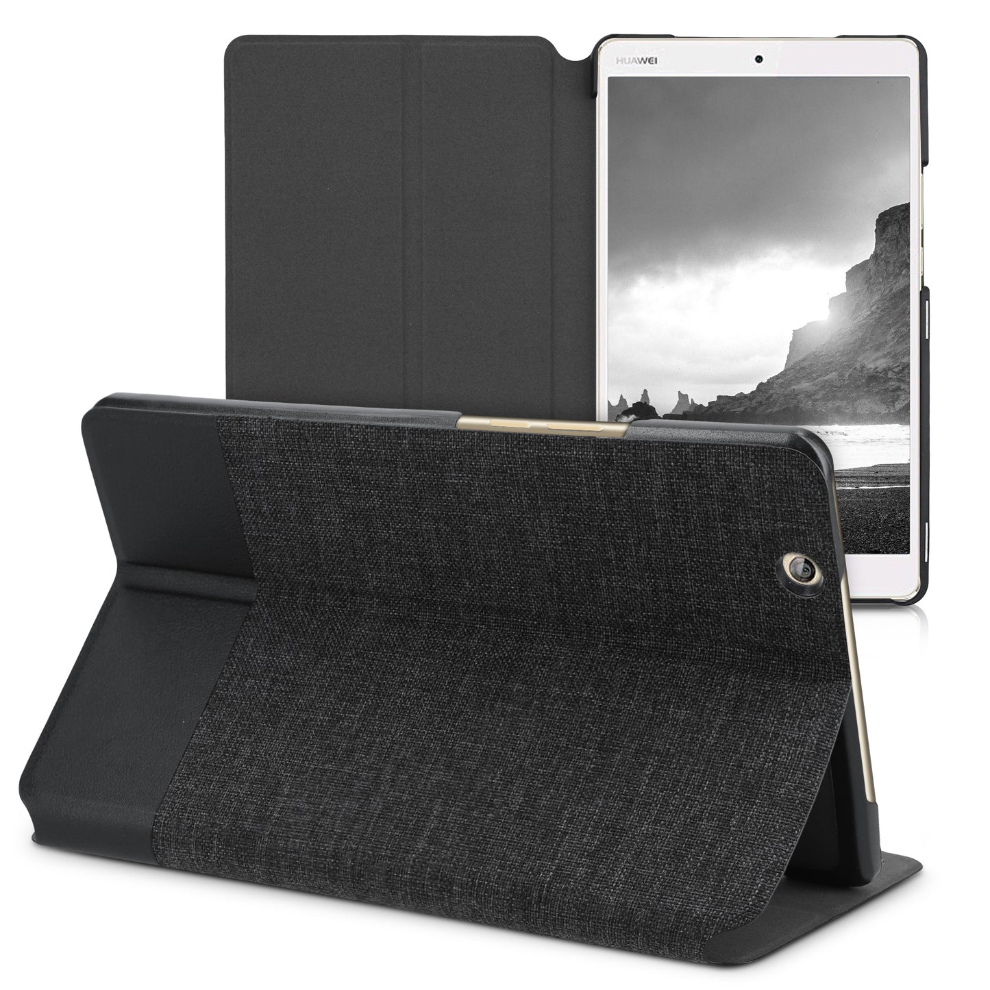 kwmobile Schutzhülle kompatibel mit Huawei MediaPad M3 8.4 - Hülle Slim - Tablet Cover Case mit Ständer Schwarz
