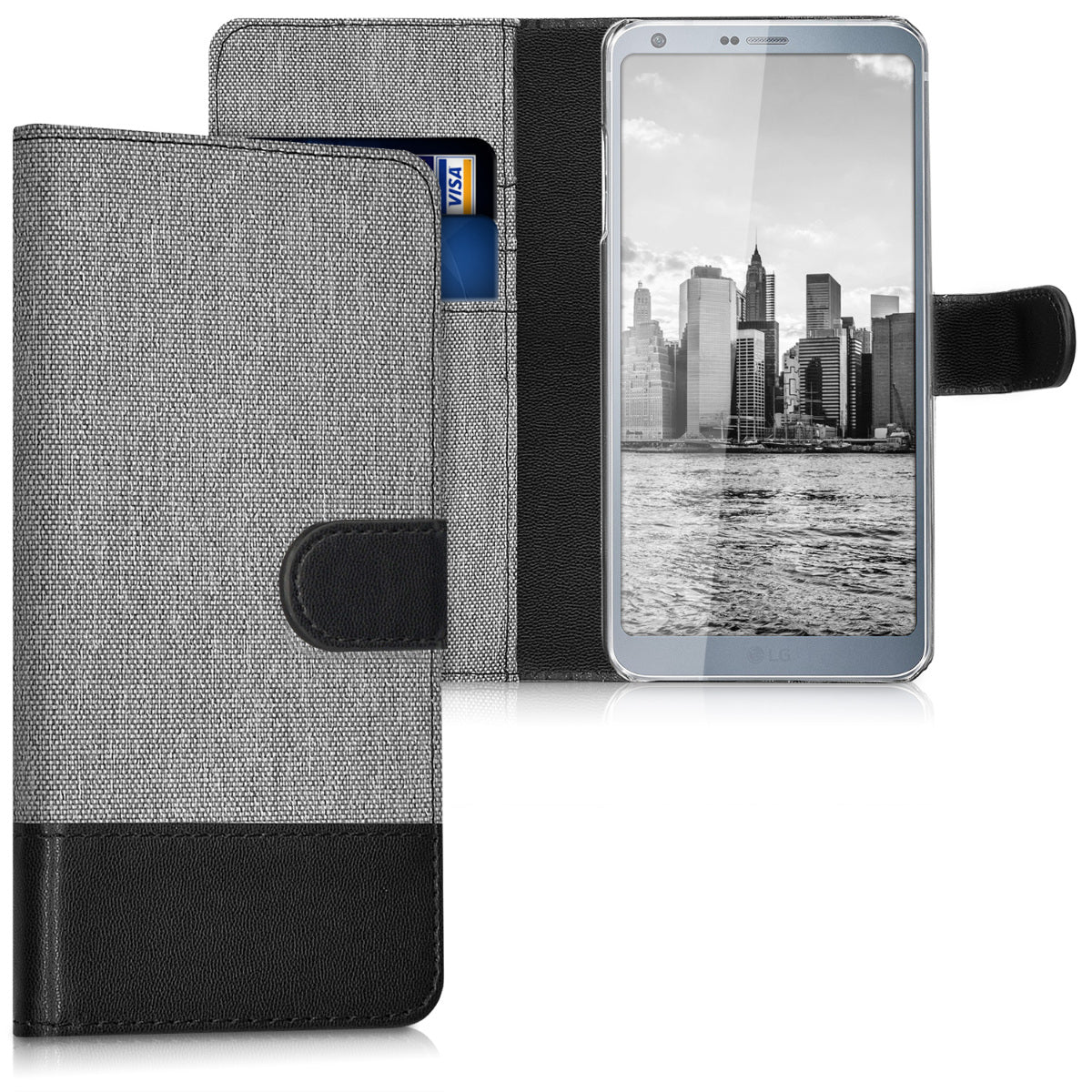 kwmobile Wallet Case kompatibel mit LG G6 - Hülle mit Ständer - Handyhülle Kartenfächer
