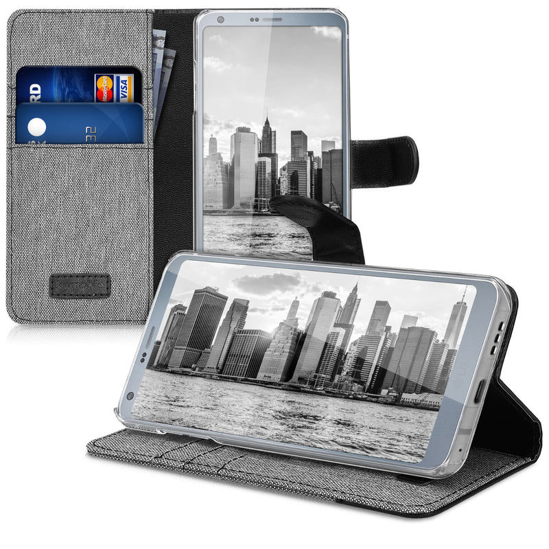kwmobile Wallet Case kompatibel mit LG G6 - Hülle mit Ständer - Handyhülle Kartenfächer