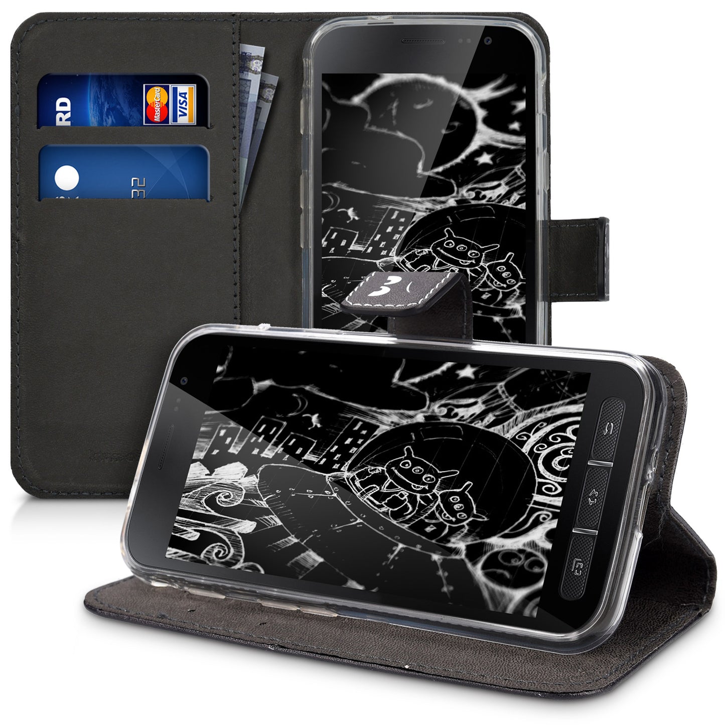 Kunstleder Hülle kompatibel mit Samsung Galaxy Xcover 4 / 4S