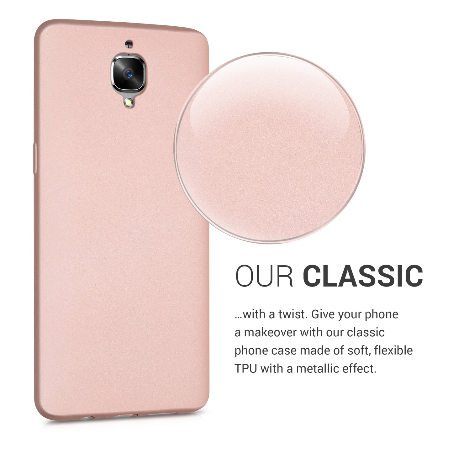 kwmobile Handyhülle für OnePlus 3 / 3T Hülle - Silikon Case metallisch schimmernd - Schutzhülle Cover