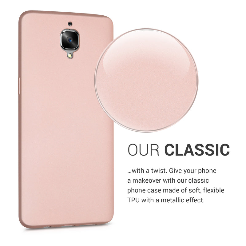 kwmobile Handyhülle für OnePlus 3 / 3T Hülle - Silikon Case metallisch schimmernd - Schutzhülle Cover