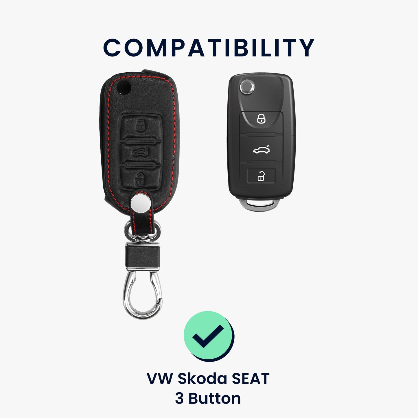 Kunstleder Hülle kompatibel mit VW Skoda Seat Autoschlüssel