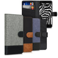 kwmobile Wallet Case kompatibel mit bq Aquaris X / X Pro - Hülle mit Ständer - Handyhülle Kartenfächer Grau Schwarz Grau  [dsg01]