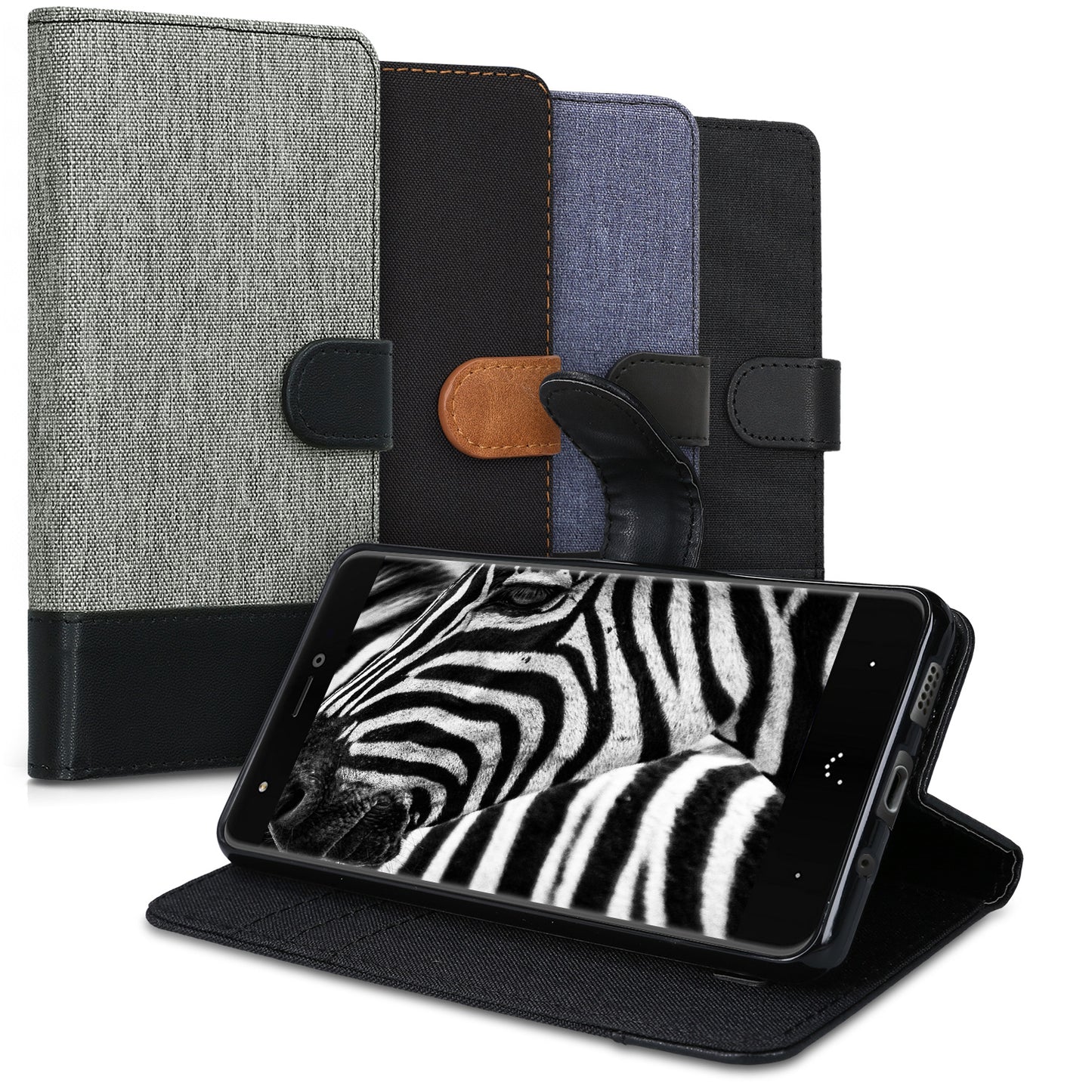 kwmobile Wallet Case kompatibel mit bq Aquaris X / X Pro - Hülle mit Ständer - Handyhülle Kartenfächer