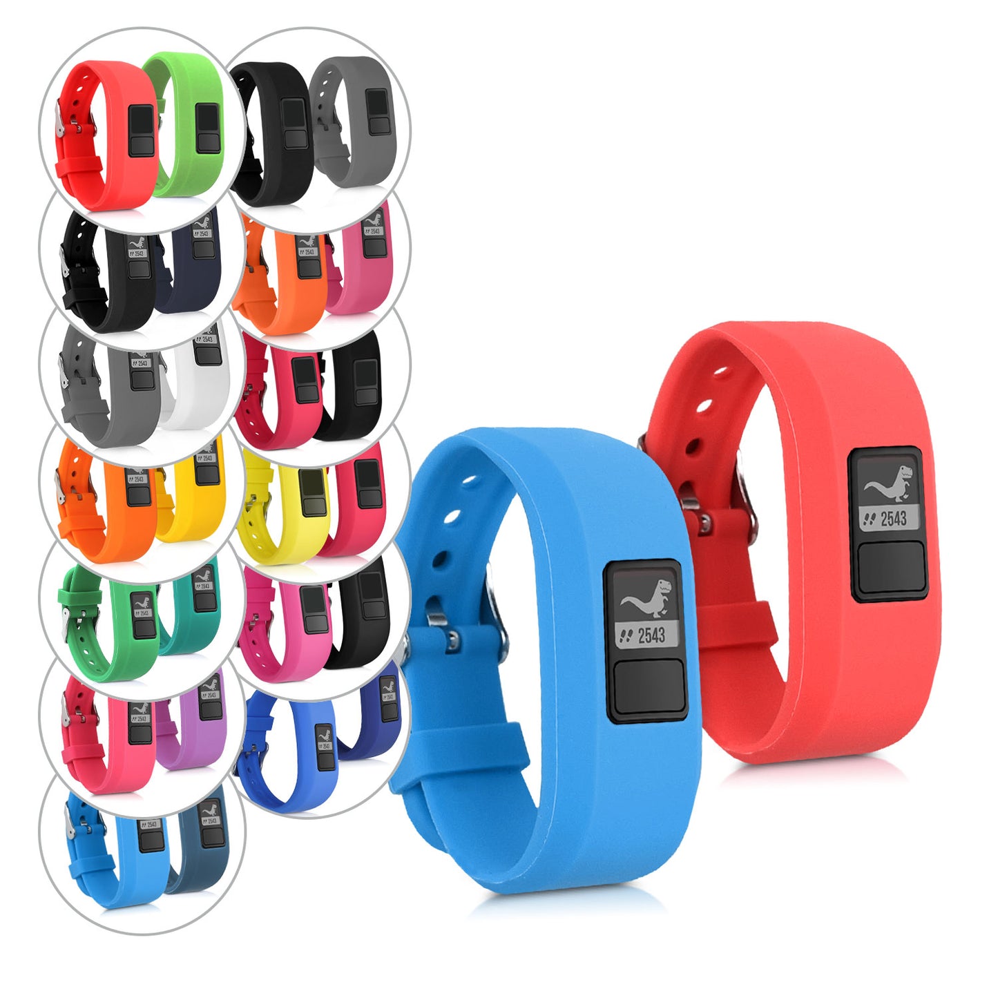 kwmobile Armband S kompatibel mit Garmin Vivofit jr. / jr. 2 - 2x Fitnesstracker Sportarmband aus TPU und Silikon Pink  