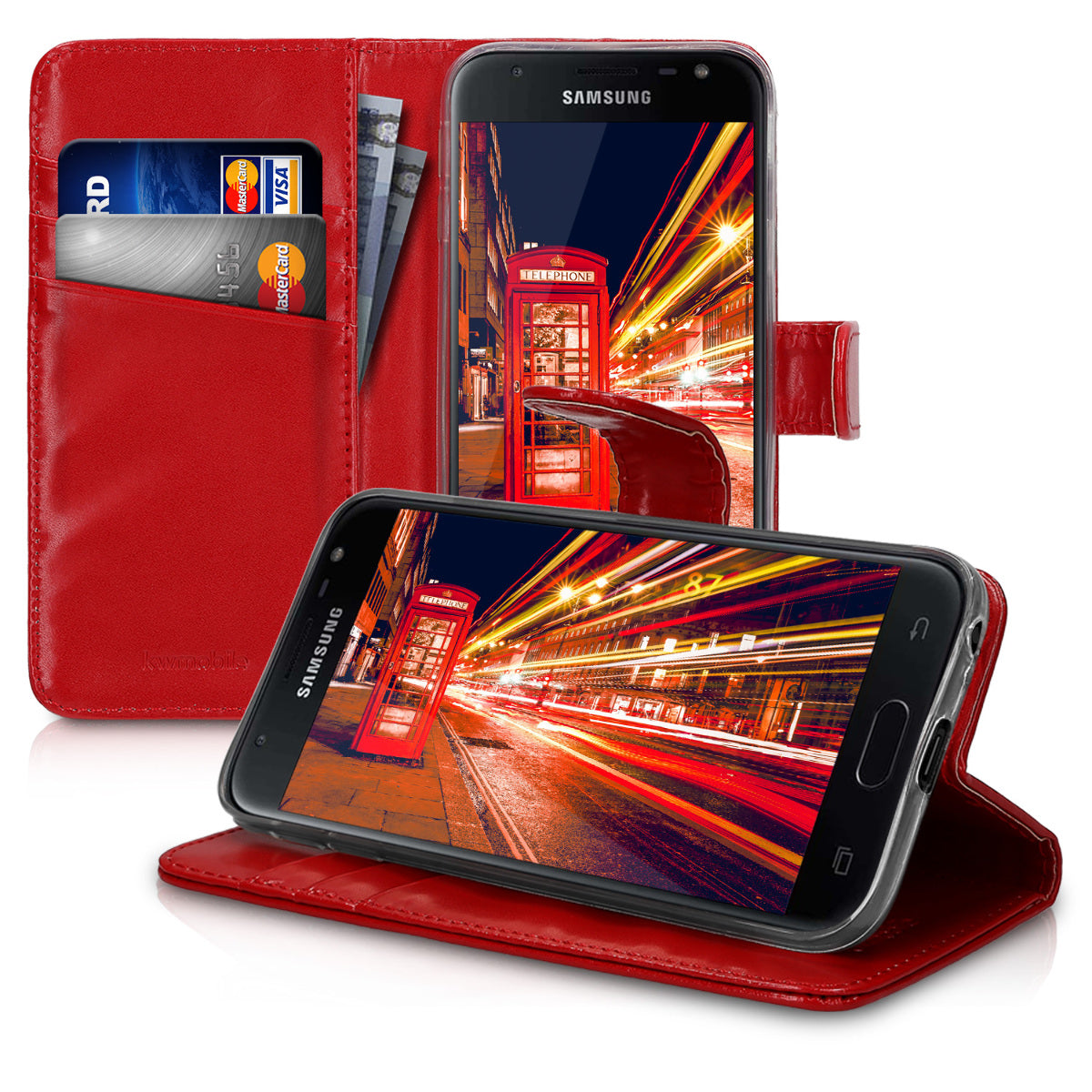 kwmobile Hülle kompatibel mit Samsung Galaxy J3 (2017) DUOS Kunstleder Handyhülle mit Kartenfächern
