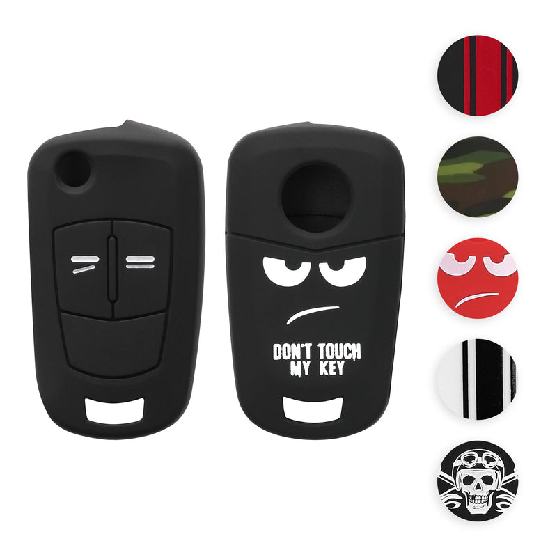 kwmobile Autoschlüssel Hülle kompatibel mit Opel Vauxhall 2-Tasten Klappschlüssel Autoschlüssel Hülle - Schlüsselhülle Don't touch my Key Weiß Schwarz Weiß  [dsg01]