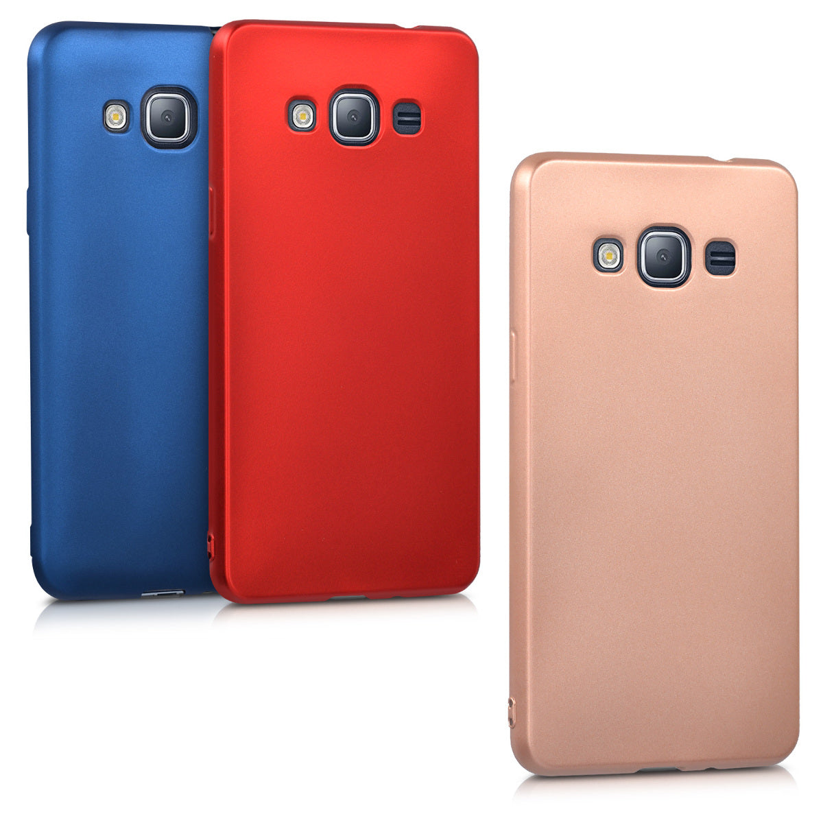 kwmobile Handyhülle für Samsung Galaxy J3 (2016) DUOS Hülle - Silikon Case metallisch schimmernd - Schutzhülle Cover