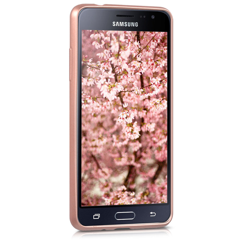 kwmobile Handyhülle für Samsung Galaxy J3 (2016) DUOS Hülle - Silikon Case metallisch schimmernd - Schutzhülle Cover