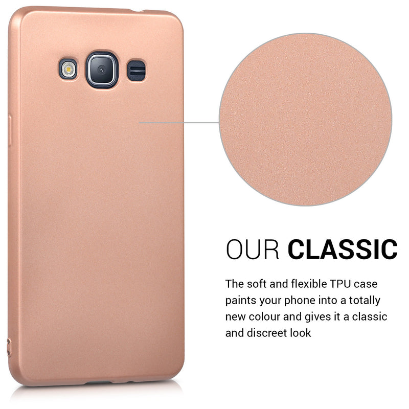 kwmobile Handyhülle für Samsung Galaxy J3 (2016) DUOS Hülle - Silikon Case metallisch schimmernd - Schutzhülle Cover