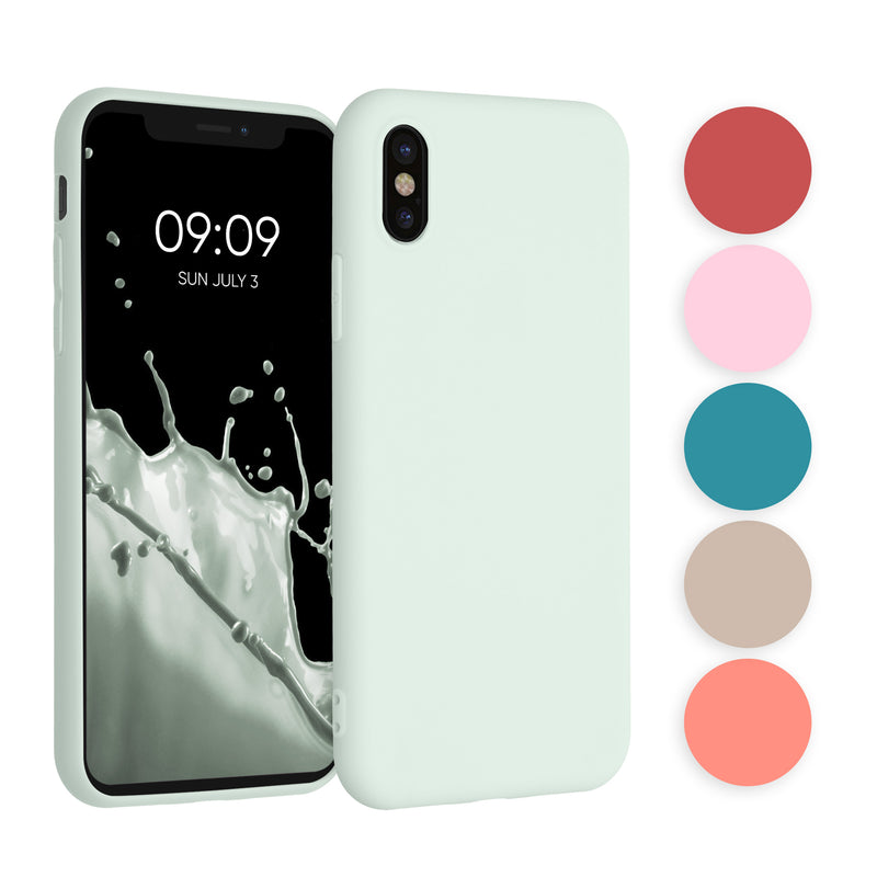 kwmobile Hülle kompatibel mit Apple iPhone X Hülle - weiches TPU Silikon Case - Cover geeignet für kabelloses Laden - Schwarz matt Schwarz matt  