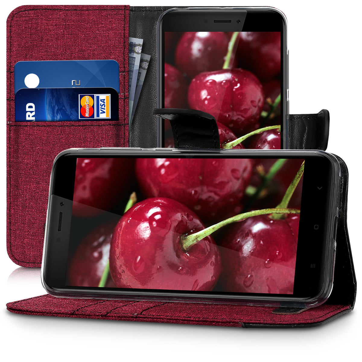kwmobile Wallet Case kompatibel mit Xiaomi Redmi 4X - Hülle mit Ständer - Handyhülle Kartenfächer