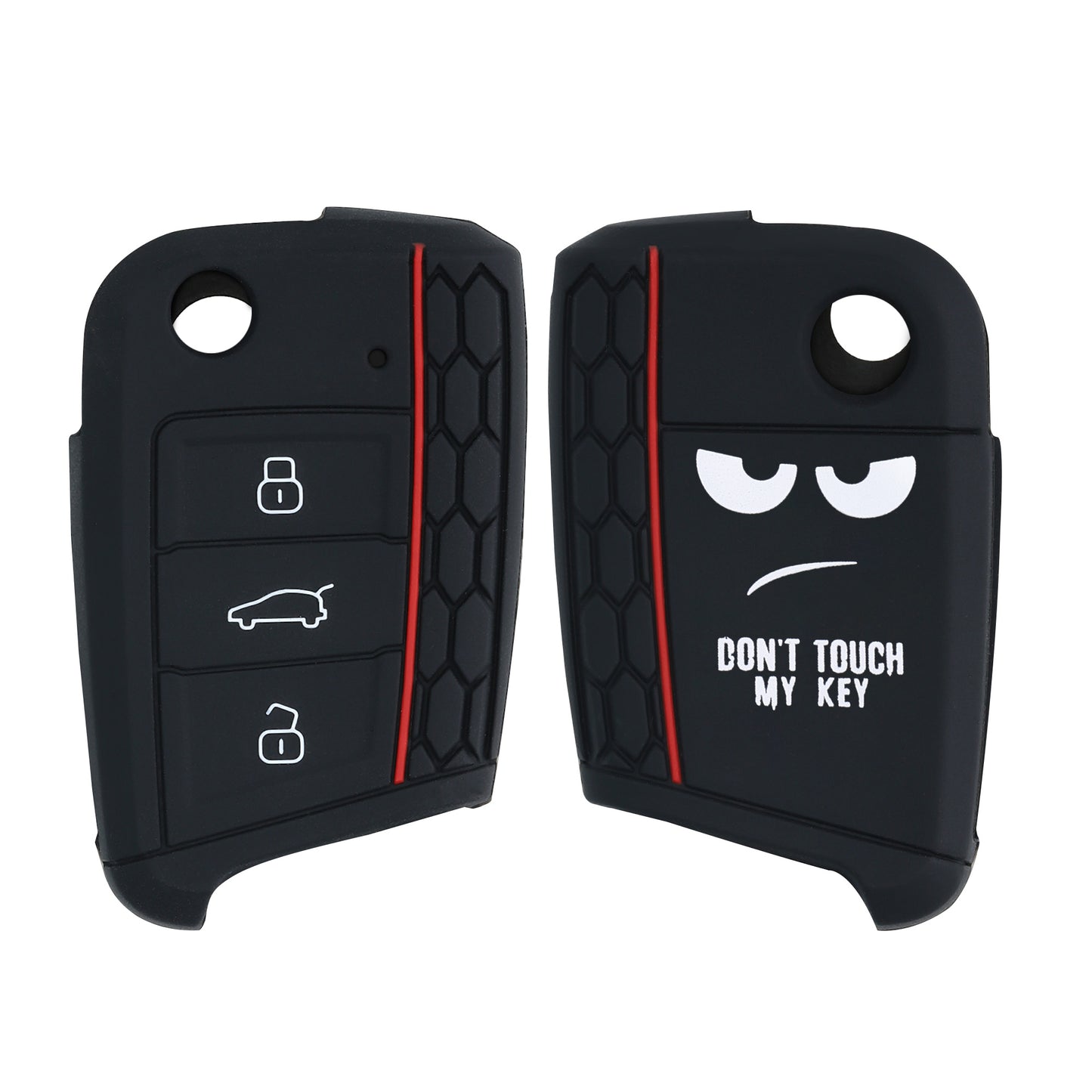 kwmobile Autoschlüssel Hülle kompatibel mit VW Golf 7 MK7 3-Tasten Autoschlüssel Hülle - Schlüsselhülle Don't touch my Key