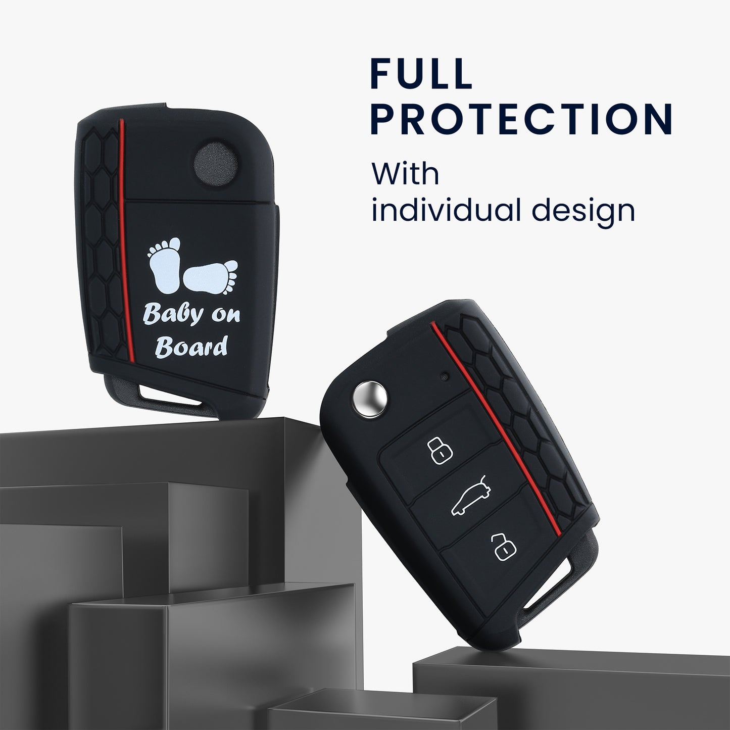 kwmobile Autoschlüssel Hülle kompatibel mit VW Golf 7 MK7 3-Tasten Autoschlüssel Hülle - Schlüsselhülle Don't touch my Key