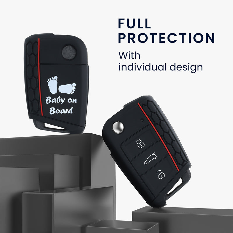 kwmobile Autoschlüssel Hülle kompatibel mit VW Golf 7 MK7 3-Tasten Autoschlüssel Hülle - Schlüsselhülle Don't touch my Key