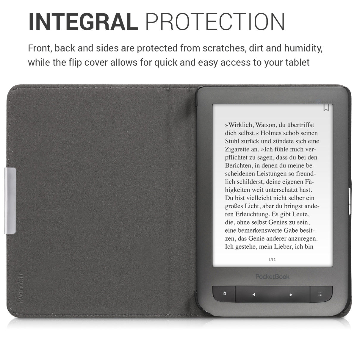 kwmobile Hülle kompatibel mit Pocketbook Touch Lux 3/Basic Lux/Basic Touch 2 eReader Schutzhülle Cover Case