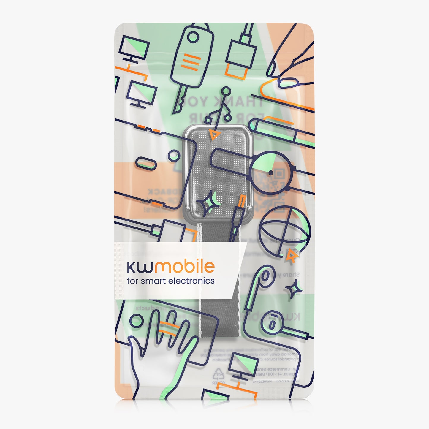 kwmobile Smartphone Fingerhalter Griff mit Ständer - Finger Halter für magnetische Autohalterungen - Selbstklebende Handy Fingerhalterung