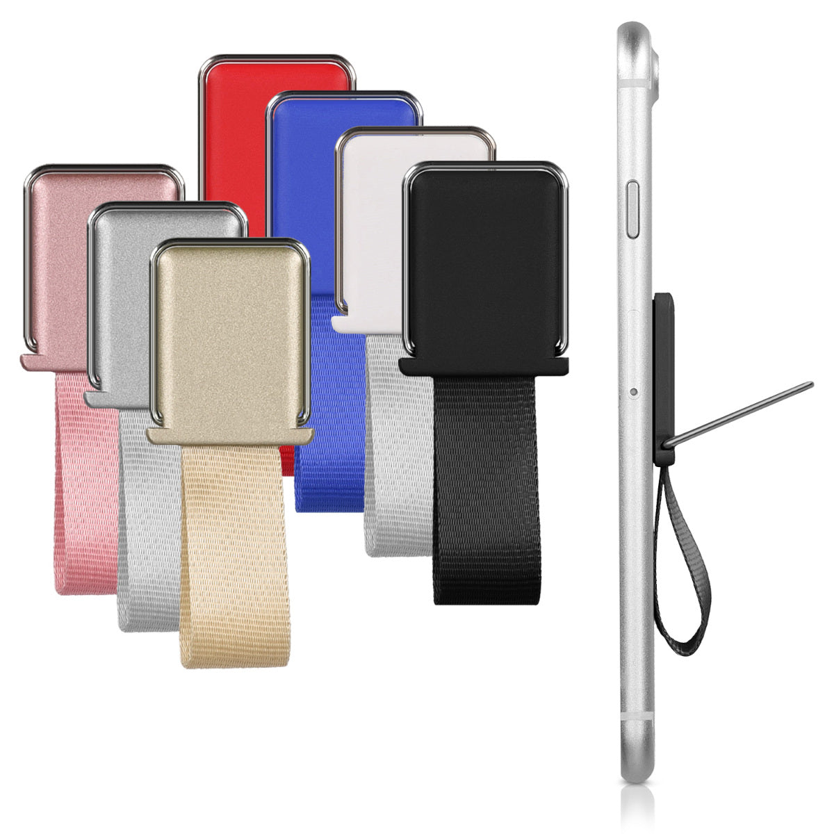 kwmobile Smartphone Fingerhalter Griff mit Ständer - Finger Halter für magnetische Autohalterungen - Selbstklebende Handy Fingerhalterung