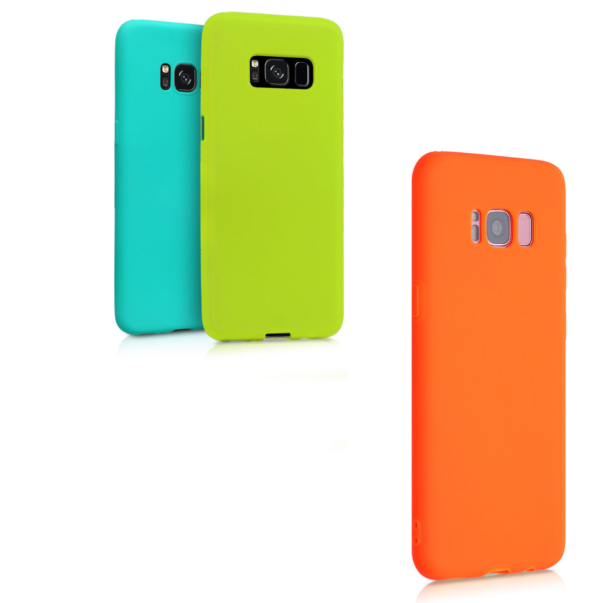 kwmobile Hülle kompatibel mit Samsung Galaxy S8 Hülle - weiches TPU Silikon Case - Cover geeignet für kabelloses Laden - Neon Türkis Neon Türkis  