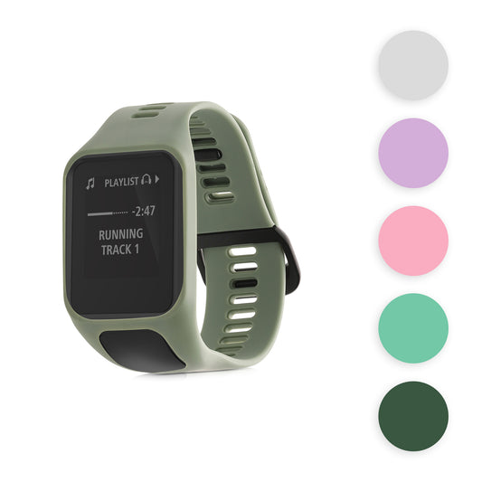kwmobile Silikon Uhrenarmband für TomTom Adventurer/Runner 3/Spark 3/Golfer 2 Armband - Ersatzarmband für Fitnesstracker - Wechselarmband Smartwatch - Dunkelgrün Dunkelgrün  