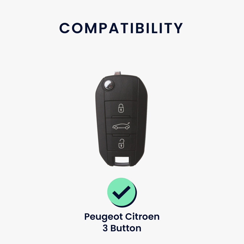 kwmobile Autoschlüssel Hülle kompatibel mit Peugeot Citroen 3-Tasten Klapp Autoschlüssel - Schlüsselhülle