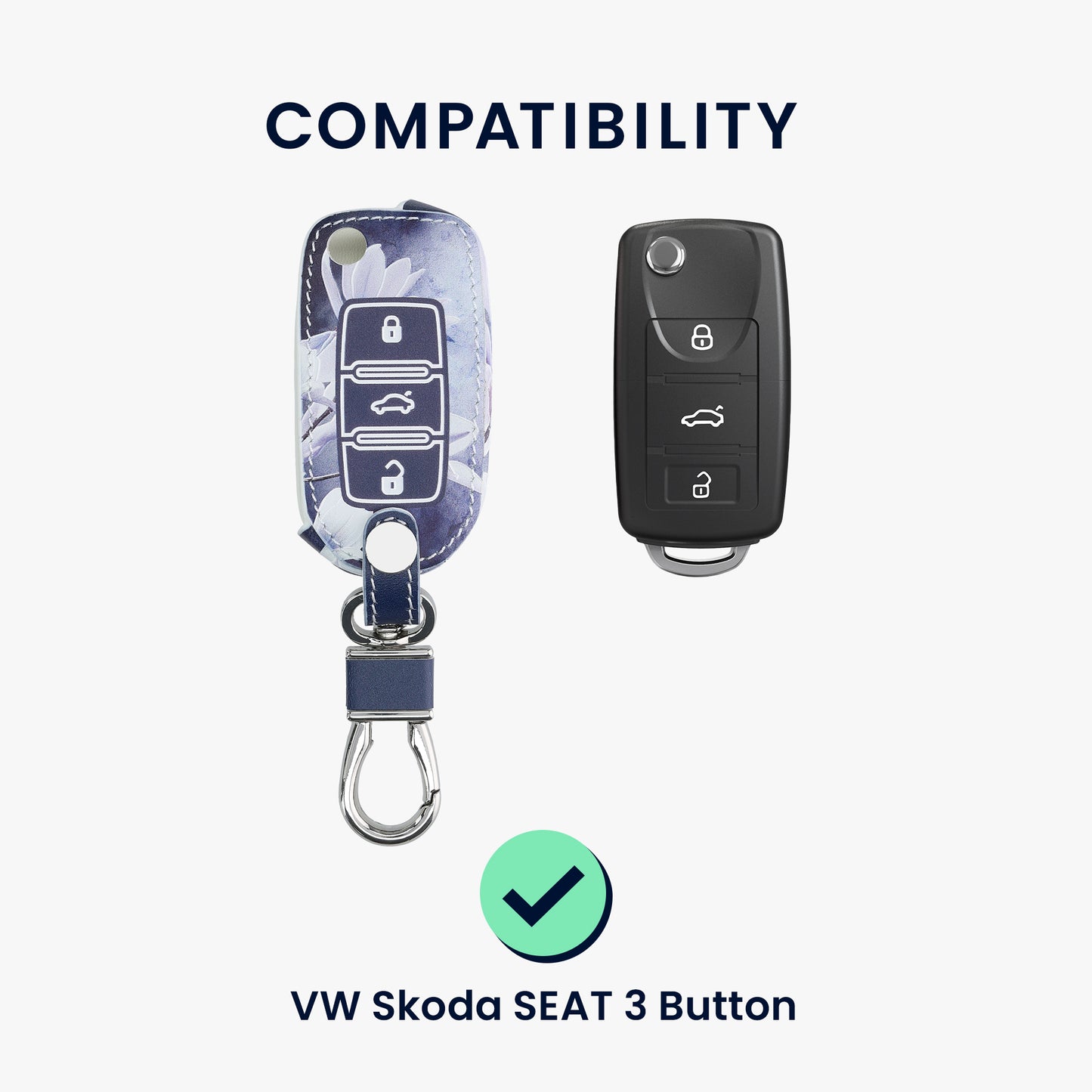 kwmobile Autoschlüssel Hülle kompatibel mit VW Skoda Seat 3-Tasten Autoschlüssel Schutzhülle Cover