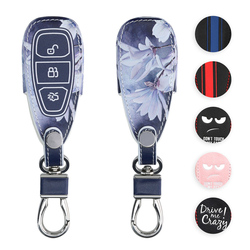 kwmobile Autoschlüssel Hülle kompatibel mit Ford 3-Tasten Autoschlüssel Keyless Go - Kunstleder Schutzhülle Schlüsselhülle Cover Braun  [dsg18]
