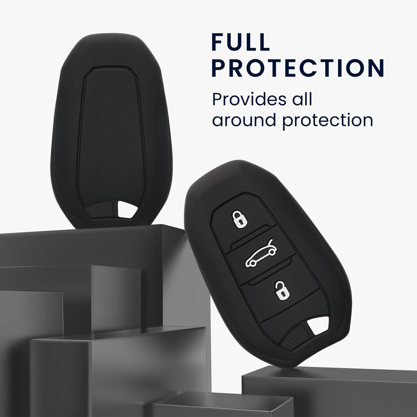 kwmobile Autoschlüssel Hülle kompatibel mit Peugeot Citroen 3-Tasten Smartkey Autoschlüssel (nur Keyless Go)