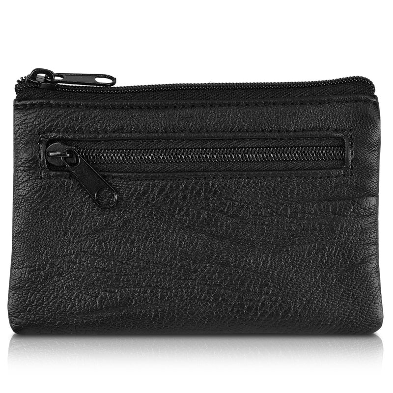 kwmobile Schlüsseltasche mit RFID Schutz - Zwei Fächer und Schlüsselring - Kunstleder Schlüsseletui Tasche für Damen und Herren - schwarz Schwarz  