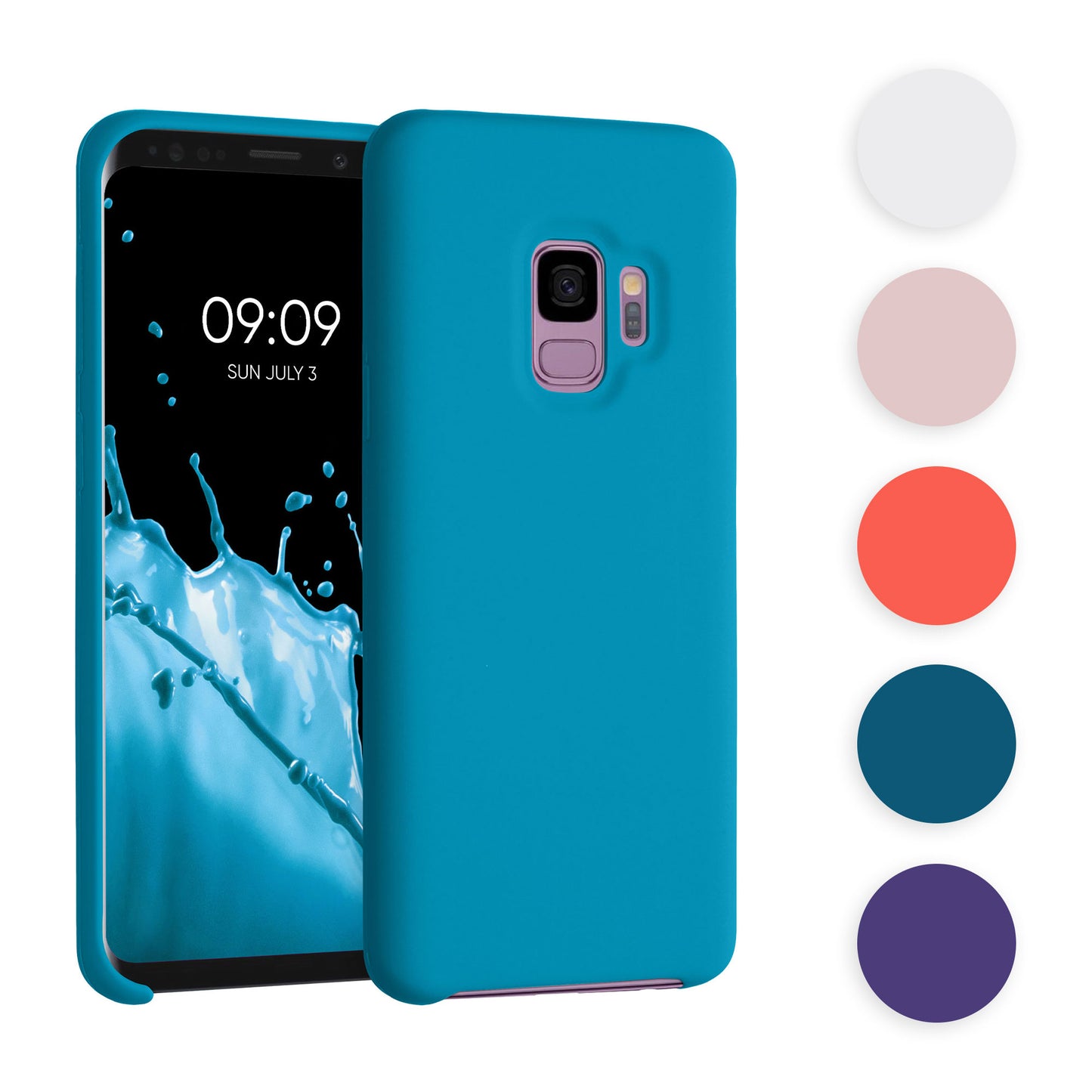 kwmobile Hülle kompatibel mit Samsung Galaxy S9 Hülle - Silikon Handy Case - Handyhülle weiche Oberfläche - kabelloses Laden - Hellblau matt Hellblau matt  