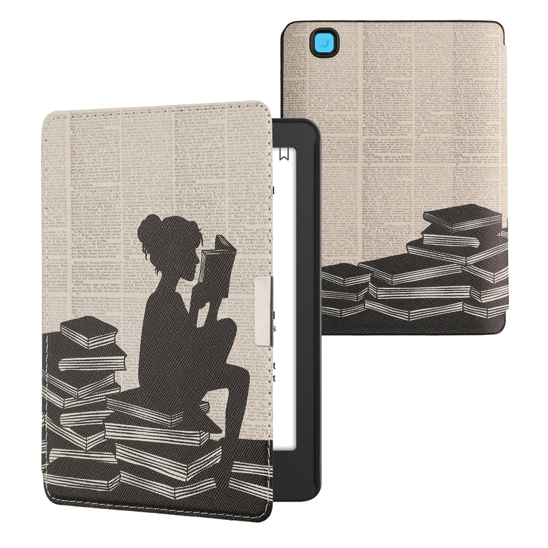 kwmobile Schutzhülle für Kobo Aura Edition 2 Hülle - eReader Flip Case mit Auto Sleep Funktion - Galaxie Baum Wiese