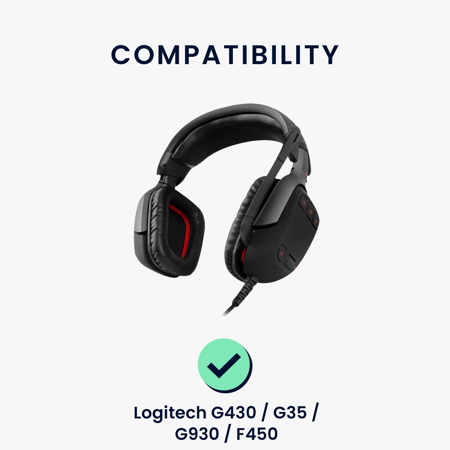 kwmobile Ohr Polster für Logitech G430 / G35 / G930 / F450 Ohrpolster Ersatz Ohrpolster Kopfhörer Ersatzteile Kopfhörer Ersatzpolster Over Ear Headphones