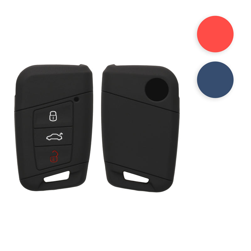 kwmobile Autoschlüssel Silikon Hülle kompatibel mit VW 3-Tasten Autoschlüssel (nur Keyless Go) - Schlüsselhülle in Dunkelblau Dunkelblau  