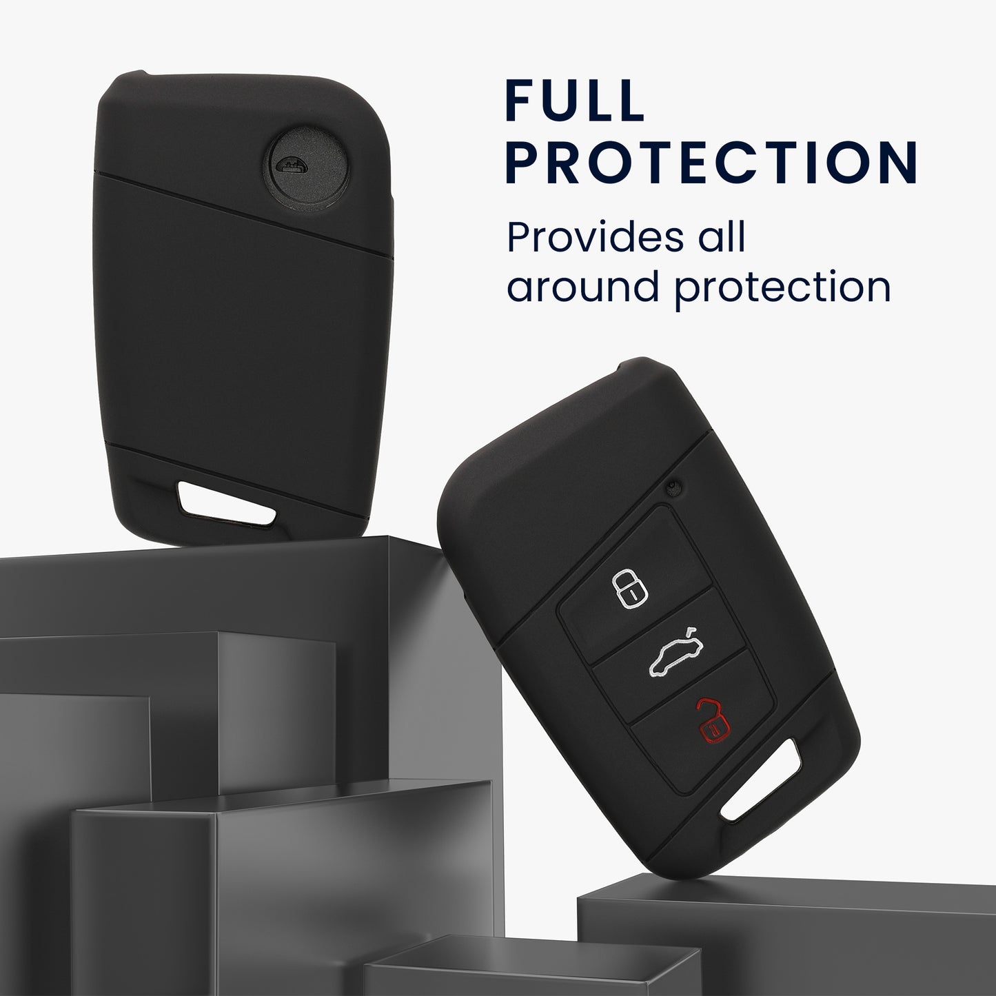 kwmobile Autoschlüssel Hülle kompatibel mit VW 3-Tasten Autoschlüssel (nur Keyless Go)