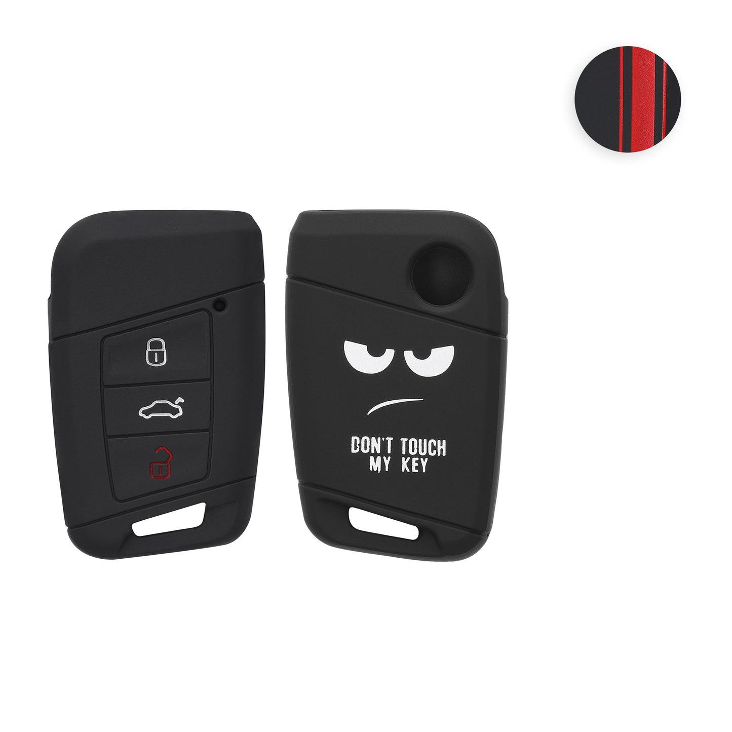 kwmobile Autoschlüssel Hülle kompatibel mit VW 3-Tasten Autoschlüssel (nur Keyless Go) Hülle - Schlüsselhülle Don't touch my Key Weiß Schwarz Weiß  [dsg01]