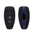 kwmobile Autoschlüssel Hülle kompatibel mit Ford 3-Tasten Autoschlüssel Keyless Go Hülle - Schlüsselhülle Rallystreifen Sidelines Blau Schwarz Blau  [dsg08]