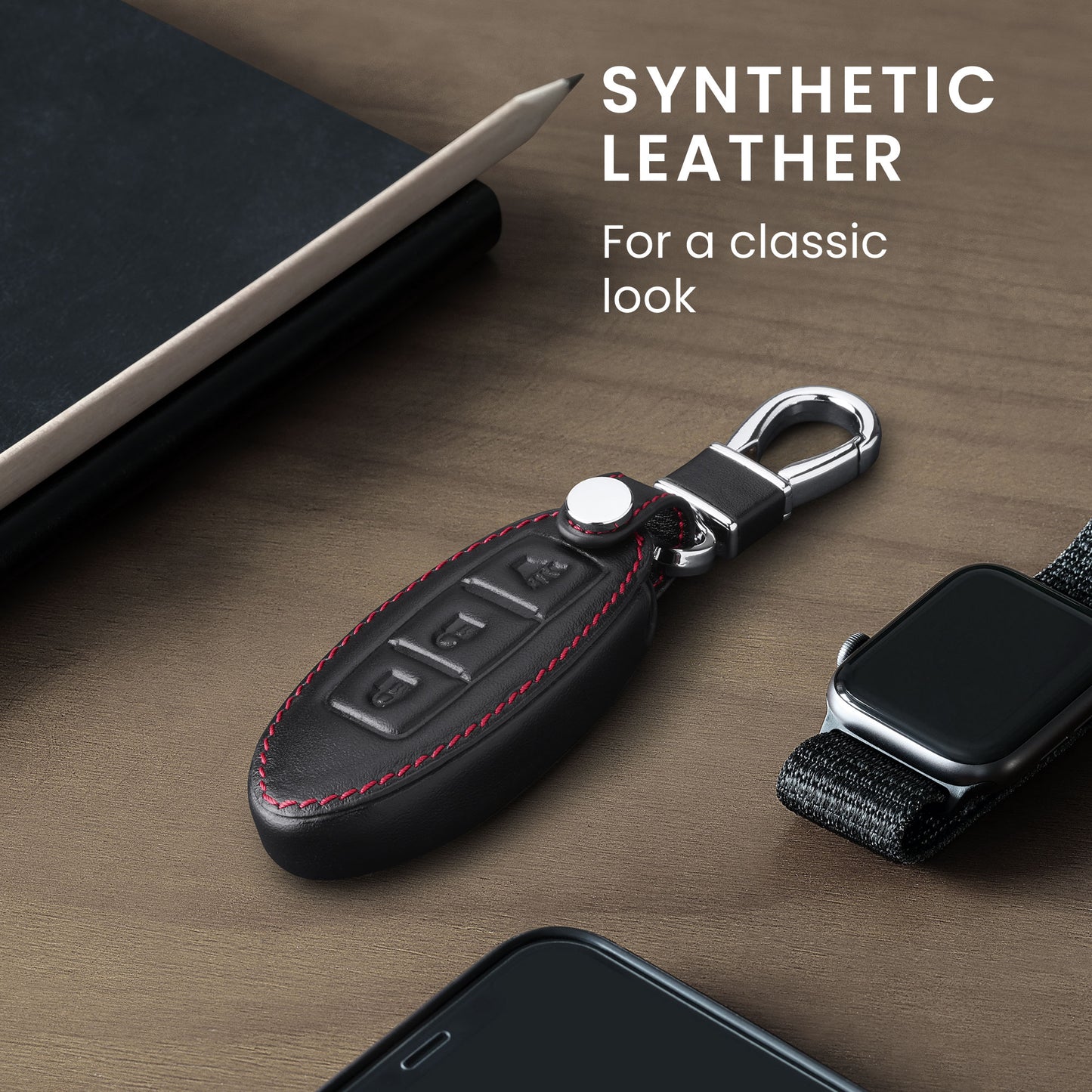 kwmobile Autoschlüssel Hülle kompatibel mit Nissan 3-Tasten Autoschlüssel Kunstleder Schutzhülle Schlüsselhülle Don't touch my Key