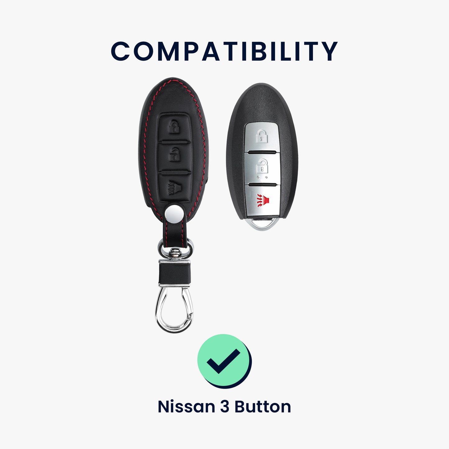 kwmobile Autoschlüssel Hülle kompatibel mit Nissan 3-Tasten Autoschlüssel Kunstleder Schutzhülle Schlüsselhülle Don't touch my Key