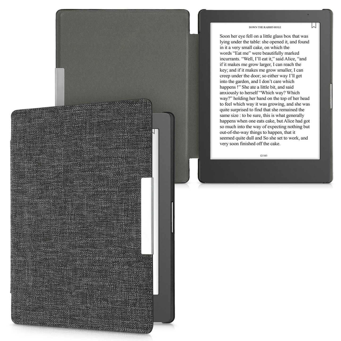 kwmobile Hülle kompatibel mit Kobo Aura Edition 1 - Stoff eReader Schutzhülle Cover Case - Dunkelgrau Dunkelgrau  