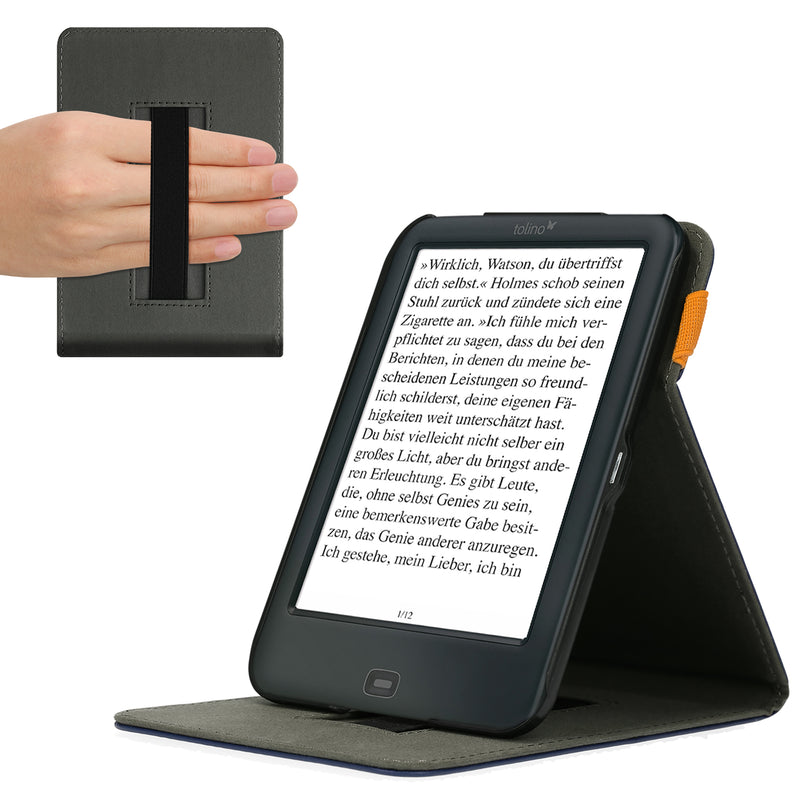 kwmobile Schutzhülle kompatibel mit Tolino Shine 2 HD - Hülle e-Reader mit Schlaufe Ständer