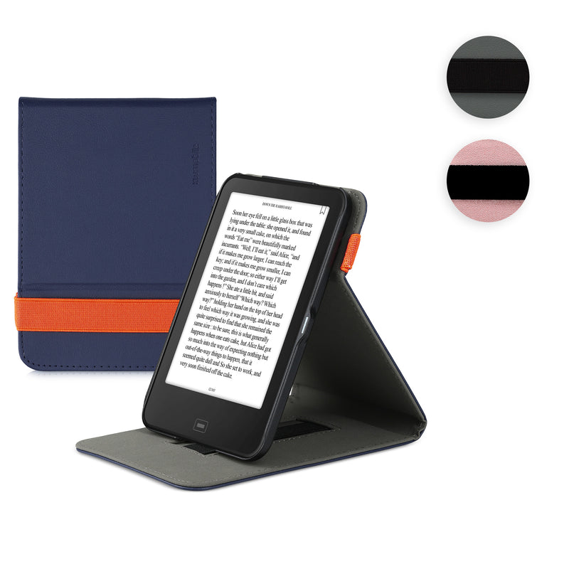 kwmobile Schutzhülle kompatibel mit Tolino Shine 2 HD - Hülle e-Reader mit Schlaufe Ständer - - Dunkelblau Dunkelblau  