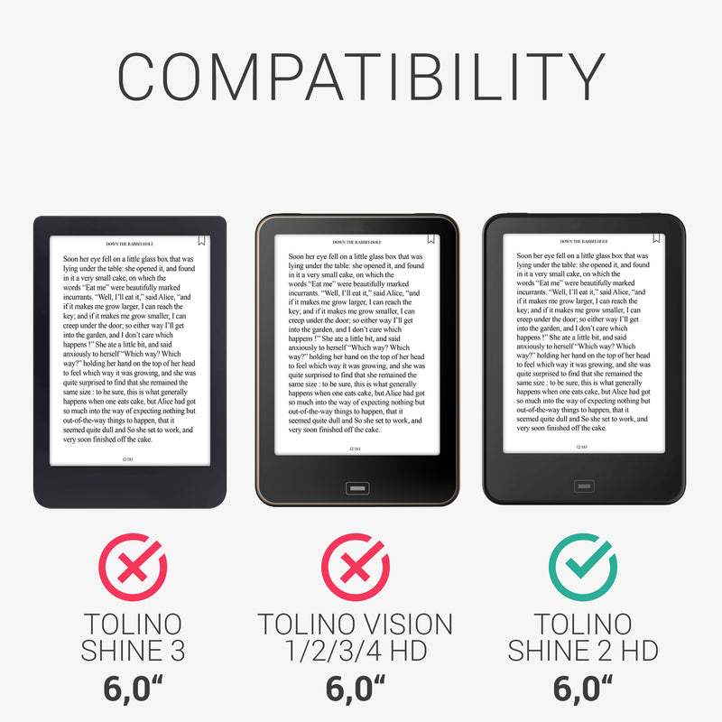 kwmobile Schutzhülle kompatibel mit Tolino Shine 2 HD - Hülle e-Reader mit Schlaufe Ständer