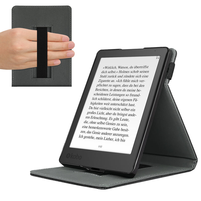 kwmobile Schutzhülle kompatibel mit Kobo Aura Edition 2 - Hülle e-Reader mit Schlaufe Ständer