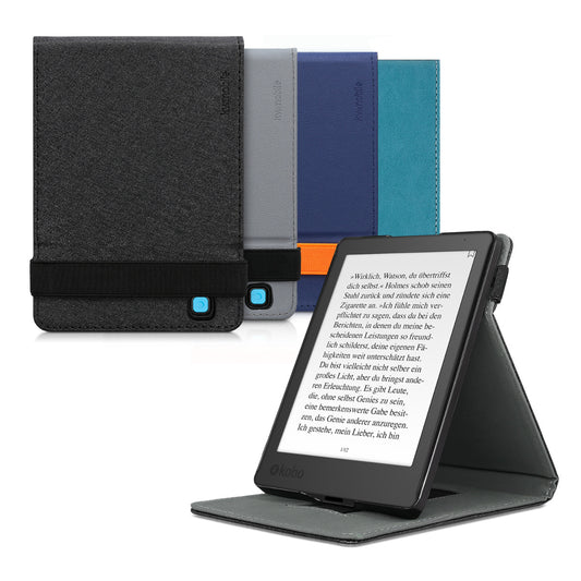 kwmobile Schutzhülle kompatibel mit Kobo Aura Edition 2 - Hülle e-Reader mit Schlaufe Ständer - - Schwarz Schwarz  