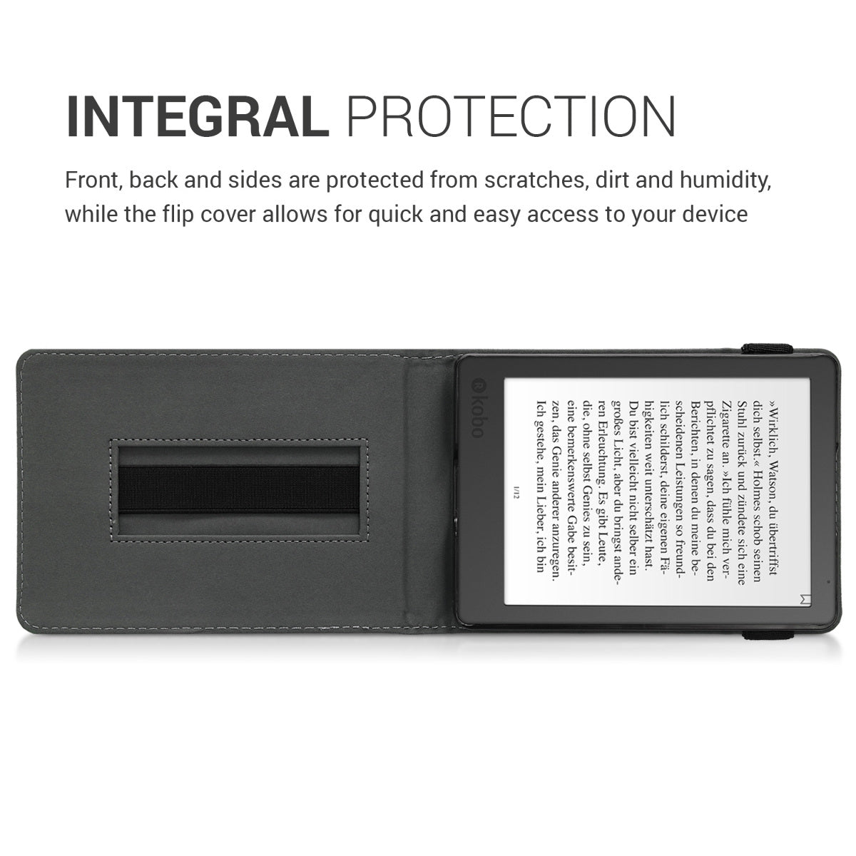 kwmobile Schutzhülle kompatibel mit Kobo Aura Edition 2 - Hülle e-Reader mit Schlaufe Ständer
